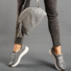 Кожаная женская сумочка LL №901033 gray
