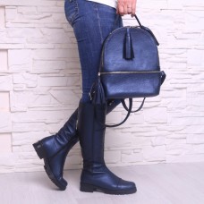 Кожаный женский рюкзак LL №91810 blue