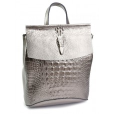 Женский кожаный рюкзак №8504-7 Серебро