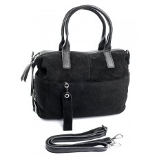 Женская кожаная сумка с замшей 8794-M Black