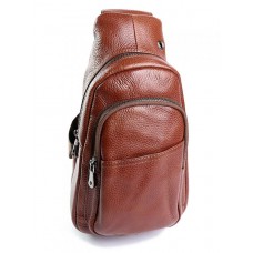 Мужская сумка-слинг кожаная BagMan 163 Khaki
