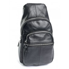 нагрудная кожаная сумка мужская BagMan 168-1 Black
