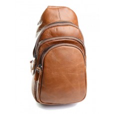 Кожаная сумка-слинг мужская 4036 Brown