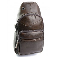 Кожаная мужская сумка-слинг №8795 коричневый